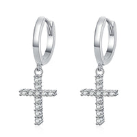 Mens Deluxe Diamond Cross Earrings