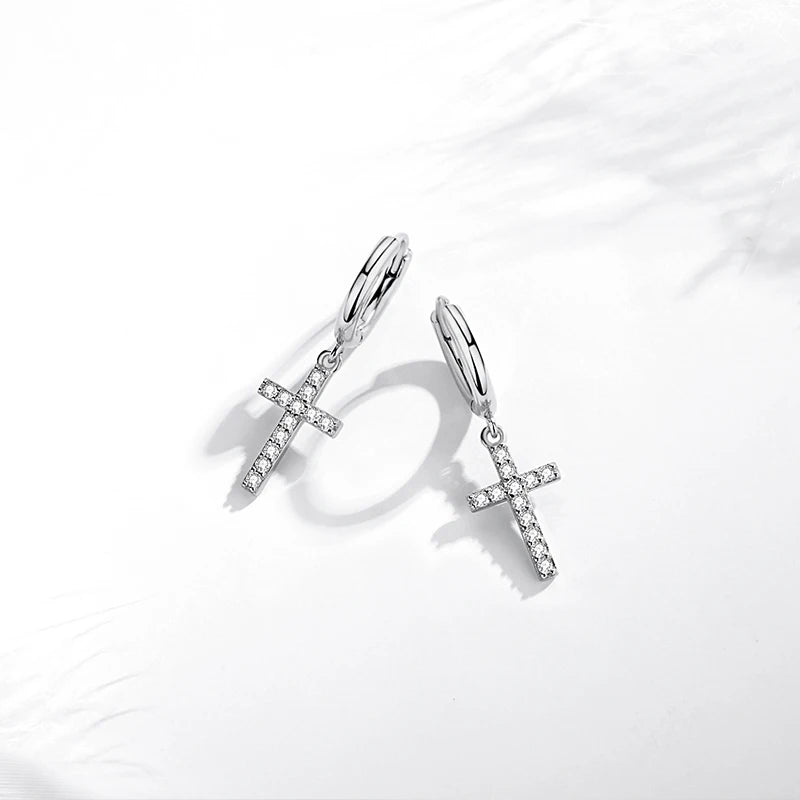 Mens Deluxe Diamond Cross Earrings